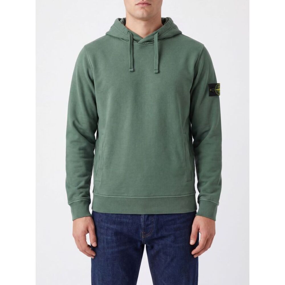 Stone Island Men Stone Island Cotton Hoodie With Compass Logo Patch